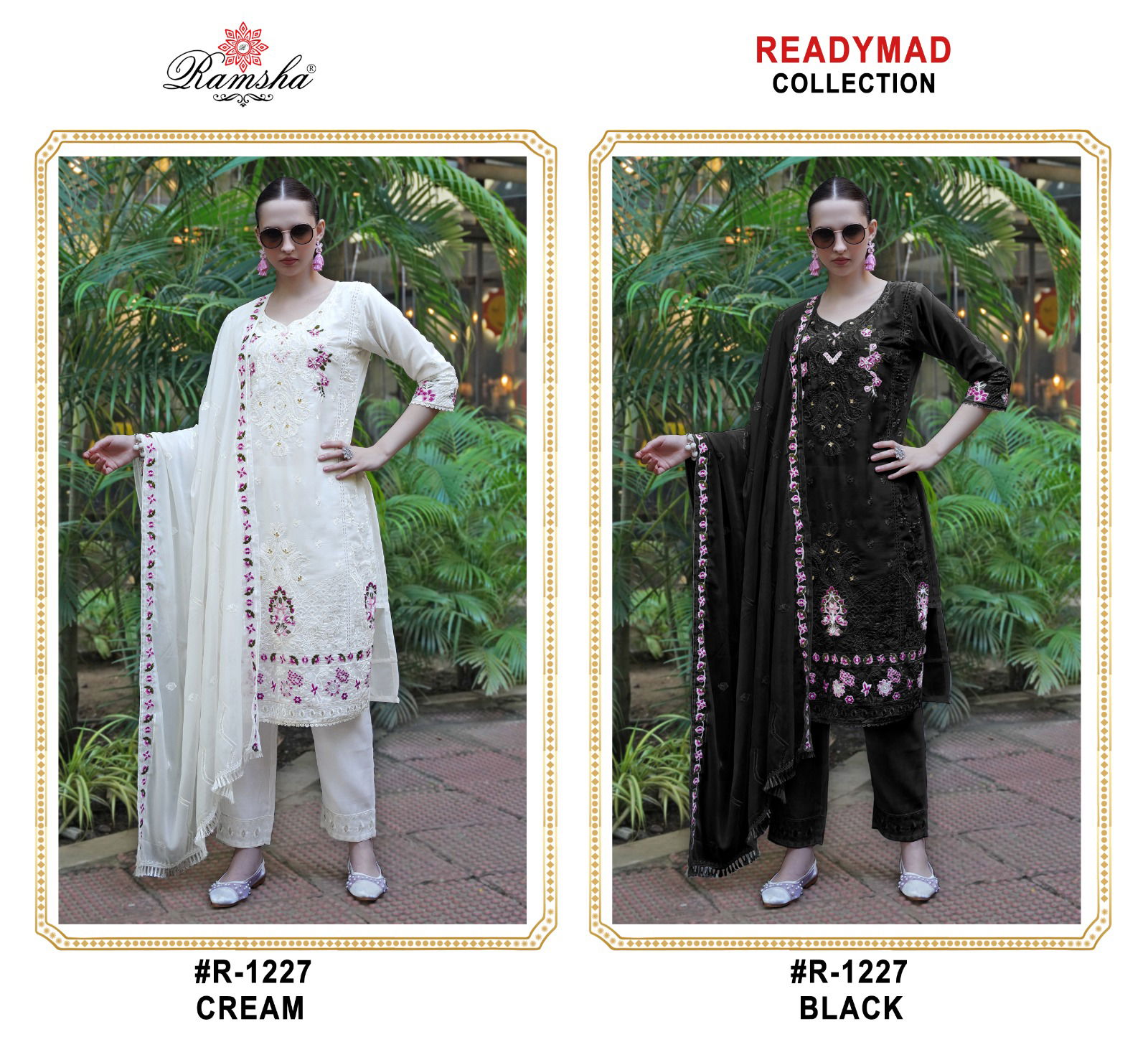 R 1227 Nx By Ramsha Georgette Pakistani Readymade Suits Surat Wholesale Market